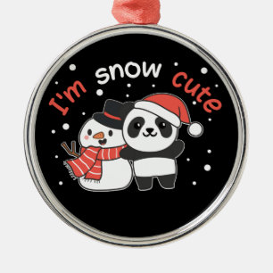Adorno Metálico Panda Soy Nieve Cute Snowman Nieve Pun Cerámica Or