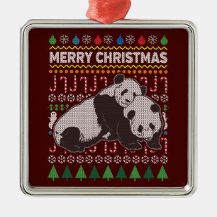 Adorno Metálico Pandas Navidades feos Sweater Wildlife Series