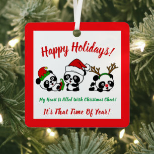 Adorno Metálico Pandas Navidades personalizados