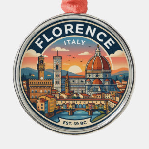 Adorno Metálico Panorama de Florencia Italia
