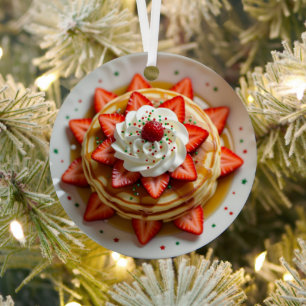 Adorno Metálico Panqueques con Crema Batida Personalizados Navidad
