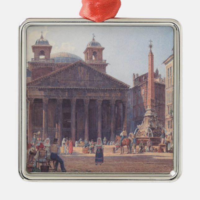 Adorno Metálico Panteón y Piazza della Rotonda en Roma, Italia (Frente)