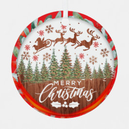 Adorno Metálico Papá Navidad Sleigh Feliz Navidad