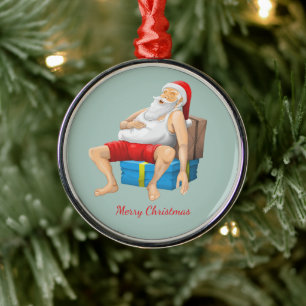 Adorno Metálico Papá Noel en Nochebuena