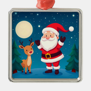 Adorno Metálico Papá Noel en una escena invernal mágica
