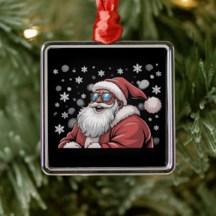 Adorno Metálico Papá Noel negro africano americano Navidad Xmas 
