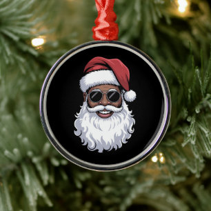 Adorno Metálico Papá Noel Negro Navidad Santa Afro Afroamericano
