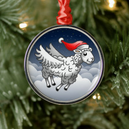 Adorno Metálico Papá Noel oveja de Navidad voladora