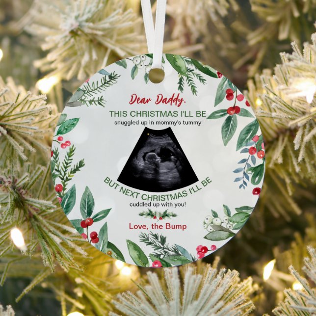 Adorno Metálico Papi Bump Navidades Invitación de embarazo (in situ)