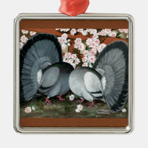 Adorno Metálico Par coincidente de palomas fantasmales