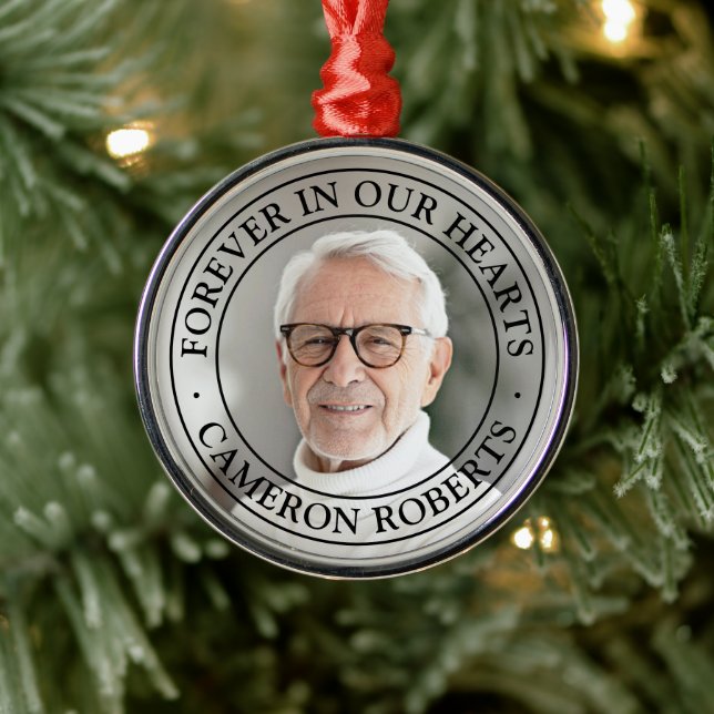 Adorno Metálico Para siempre en nuestros corazones recuerdo foto c (Árbol)