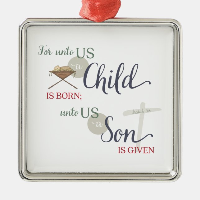 Adorno Metálico Para Unto nosotros un niño nace (Frente)