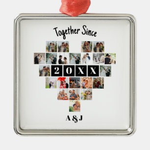 Adorno Metálico Pareja Collage de Fotos del Corazón Juntos Desde e