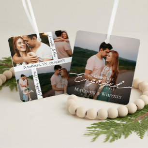 Adorno Metálico Pareja Comprometida 1er Navidad Elegante Fotocolag