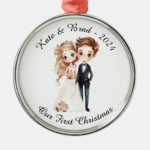 Adorno Metálico Pareja de Boda Personalizada, Nuestra Primera Navi