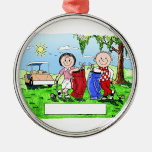 Adorno Metálico Pareja de golf - Personalizado personalizado