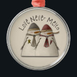 Adorno Metálico Pareja de Nieve<br><div class="desc">El amor de las parejas de nieve de los hombres de nieve nunca se derrite,  ideal para las parejas que se casan en primera Navidad,  hace de Trina Clark un único y maravilloso keepsake copyright</div>