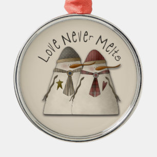 Adorno Metálico Pareja de Nieve