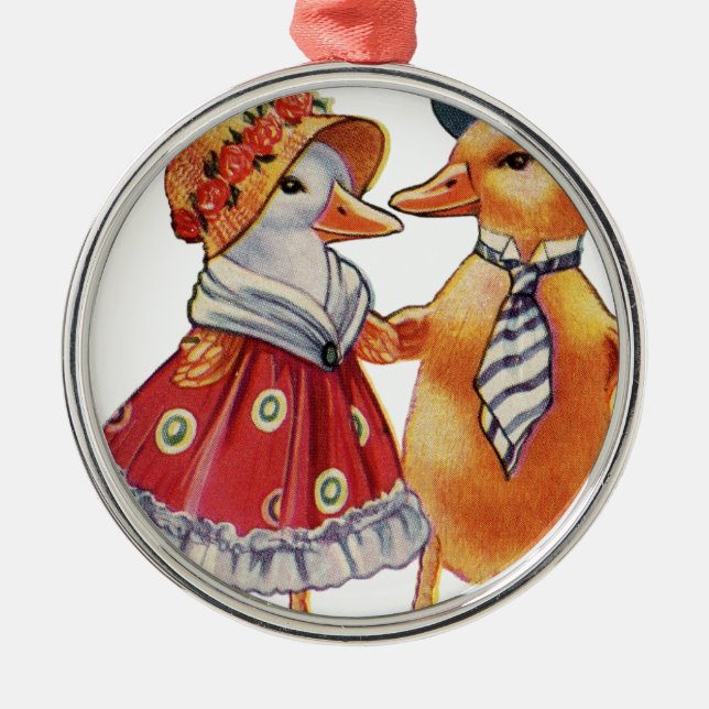 Adorno Metálico Pareja de pato vintage (Frente)