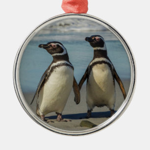 Adorno Metálico Pareja de pingüinos en la playa