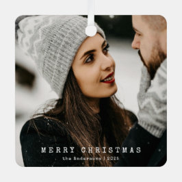 Adorno Metálico Pareja Minimalista moderna foto Feliz Navidad