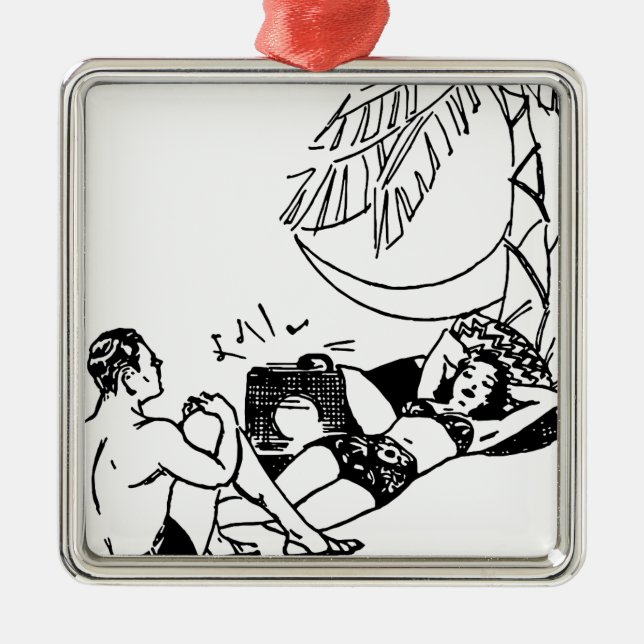 Adorno Metálico Pareja Vintage Beach (Frente)