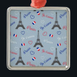 Adorno Metálico París<br><div class="desc">Ilustracion de diseño de textos sin igual en París con la Torre Eiffel,  formas de corazón tricolor y decoración de bandera francesa sobre fondo azul para El día de San Valentín</div>