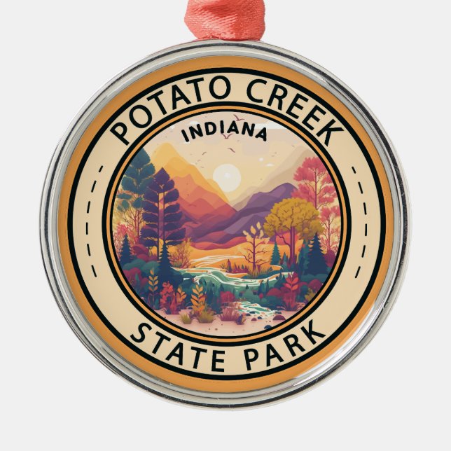 Adorno Metálico Parque estatal de la Potato Creek Emblem Indiana (Frente)
