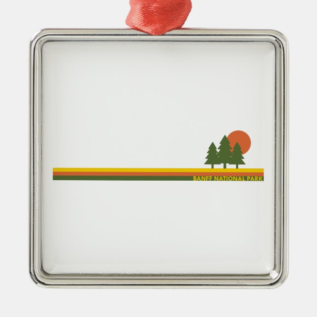 Adorno Metálico Parque nacional Banff Pine Trees Sun (Frente)