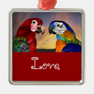 Adorno Metálico PARROS HIPEROS / AZUL Y ROJO ÁRA Amor