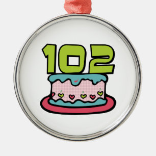 Adorno Metálico Pastel de cumpleaños de 102 años