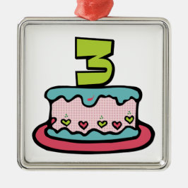 Adorno Metálico Pastel de cumpleaños de 3 años