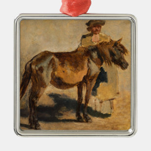 Adorno Metálico Pastor con caballo (arte equino)