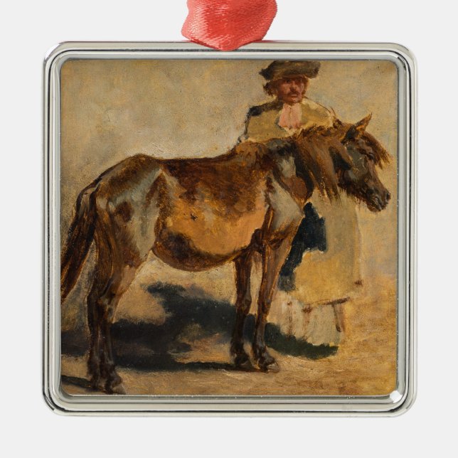 Adorno Metálico Pastor con caballo (arte equino) (Frente)