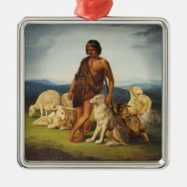 Adorno Metálico Pastor en un paisaje rural