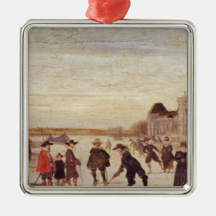 Adorno Metálico Patinadores en el Sena en 1608
