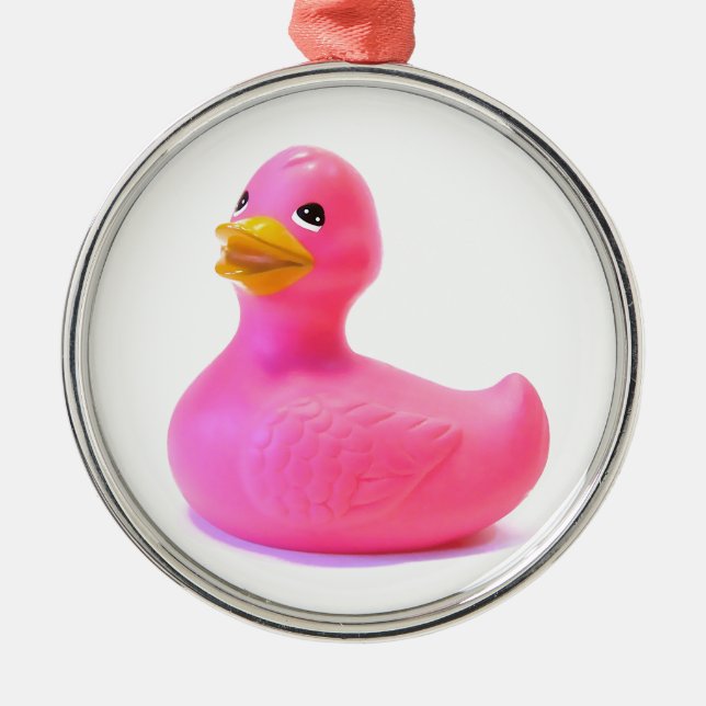 Adorno Metálico Pato de goma rosa (Frente)