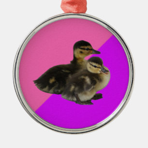 Adorno Metálico Patos de bebé de frambuesa rosa y sorbete morado