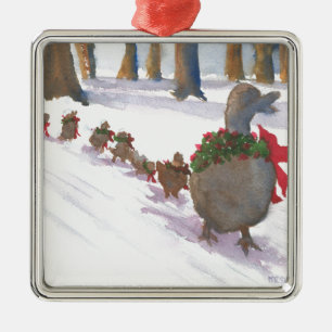 Adorno Metálico patos en boston comunes durante las vacaciones de 