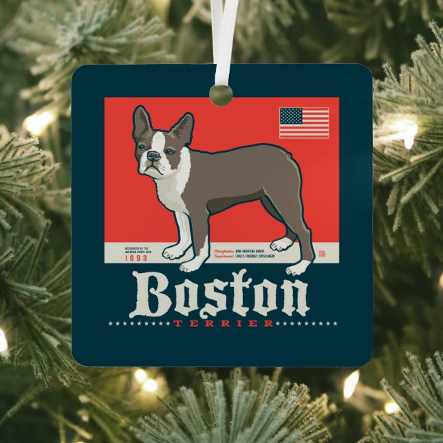 Adorno Metálico Patriótico | Boston Terrier (in situ)