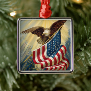 Adorno Metálico Patriotismo Vintage, Bandera Americana del Águila