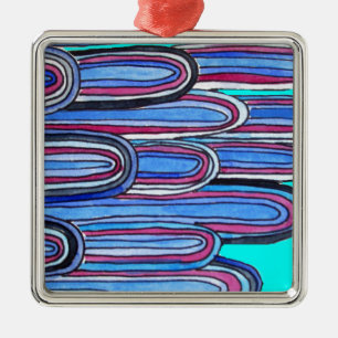 Adorno Metálico Patrón azul acuático de Ocean Waves