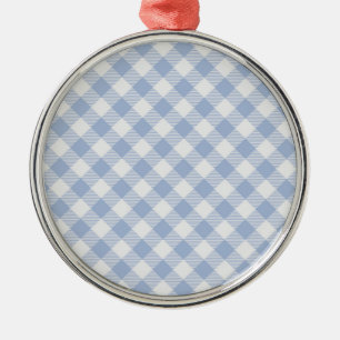 Adorno Metálico Patrón clásico de gingham azul claro con estampado