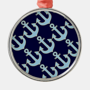 Adorno Metálico patrón de anclaje náutico de barco azul