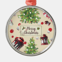 Adorno Metálico Patrón de arte navideño vintage