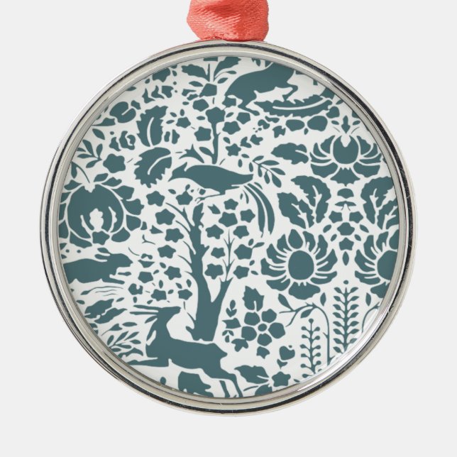 Adorno Metálico Patrón de aves, ciervos, árboles folclóricos (Frente)