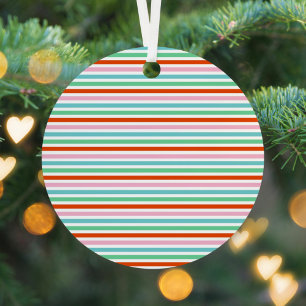 Adorno Metálico Patrón de bandas   Navidades coloridos y modernos