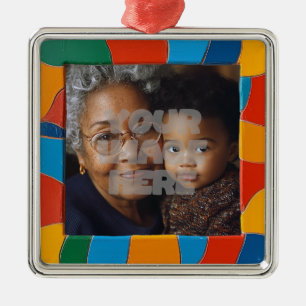 Adorno Metálico Patrón de borde de mosaico divertido y colorido pa