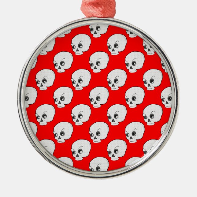 Adorno Metálico Patrón De Calavera En Fondo Rojo (Frente)