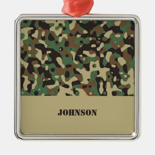 Adorno Metálico Patrón de camuflaje de nombre personalizado (Frente)